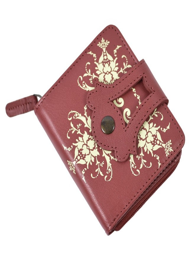 وايلدهورن محفظة جلدية أصلية من WildHorn مزودة بتقنية RFID لحماية البيانات للنساء، تحتوي على 8 فتحات للبطاقات | حقيبة يد أنيقة للنساء/الفتيات (أحمر) - Image 1